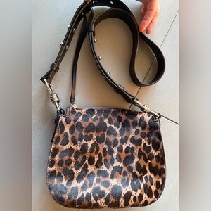 All Saints Print Leather + Pony Skin Leopard Print Saddle-style bag purse